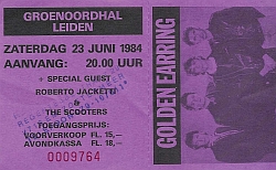 Golden Earring ticket#9764 June 23 1984 Back Home concert Leiden - Groenoordhallen